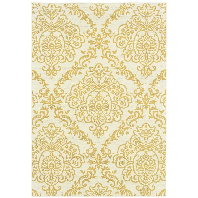 Bali Yellow Fleur De Lis Outdoor Rug (8424J)