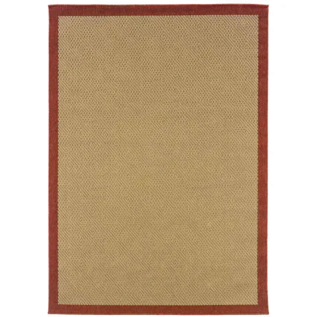 Lanai Red Border Outdoor Rug (525O)