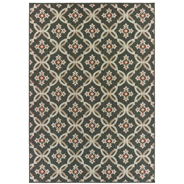 Latitude Gray/Tan/Orange Outdoor Rug (1904K)