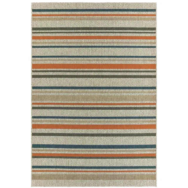 Latitude Tan/Orange Stripe Outdoor Rug (602W)