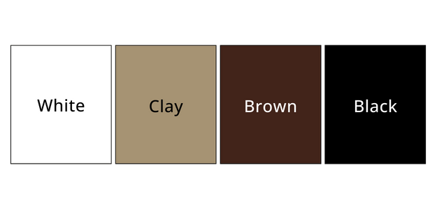 Sunesta frame colors: white, clay, brown, and black