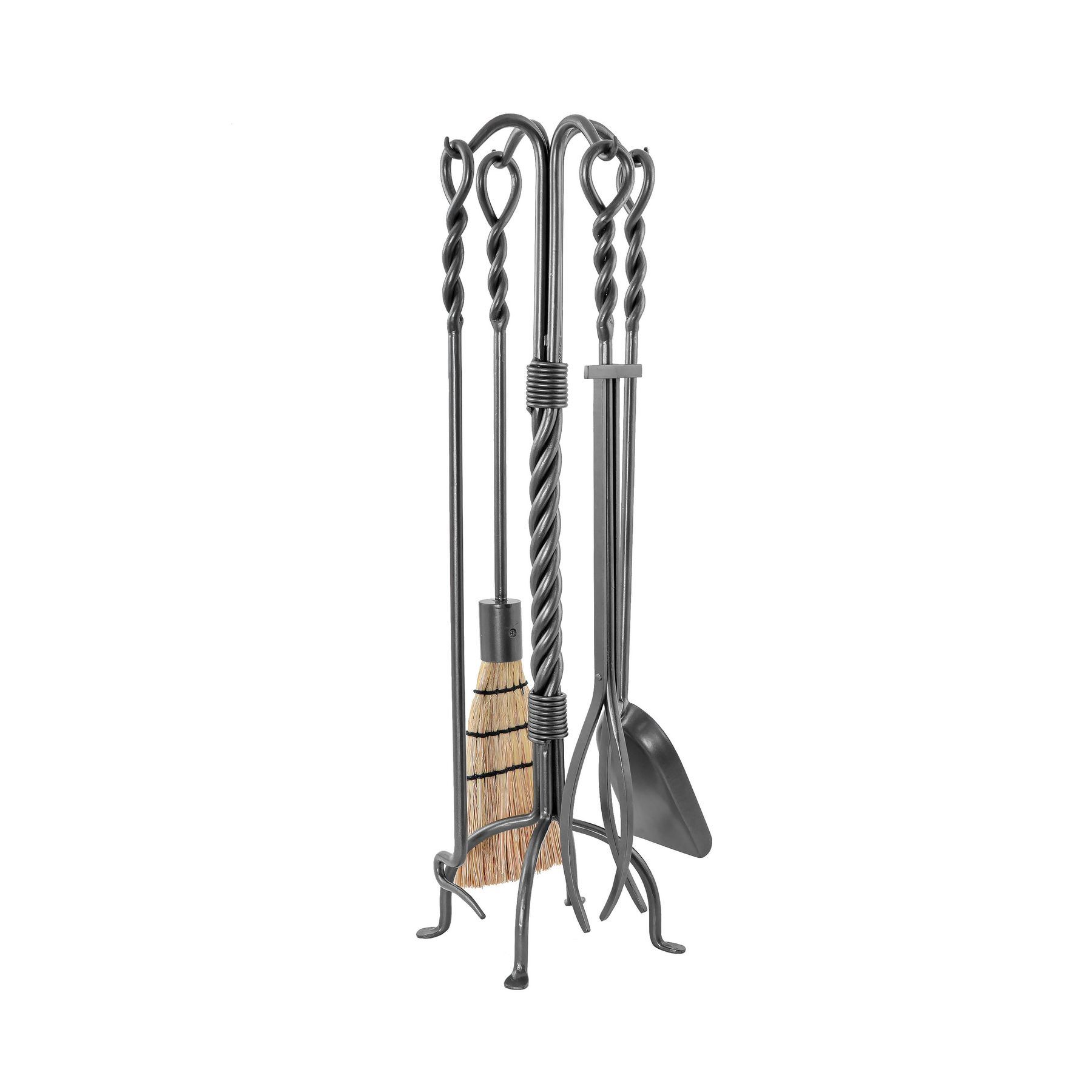 Minuteman Twisted Rope fireplace tool set in graphite
