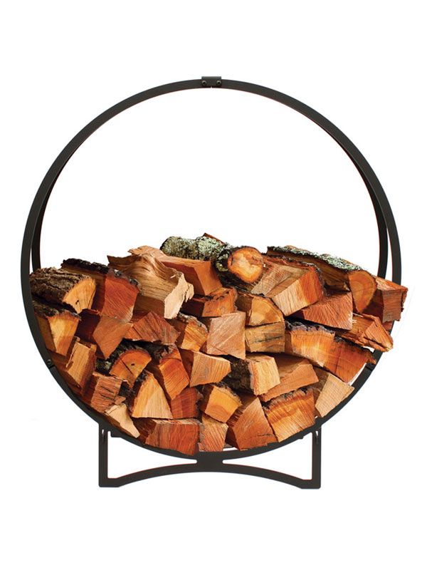 Stoll Log Ring firewood holder filled with split logs