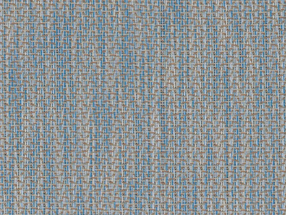 A close-up of a blue-and-tan heathered outdoor fabric
