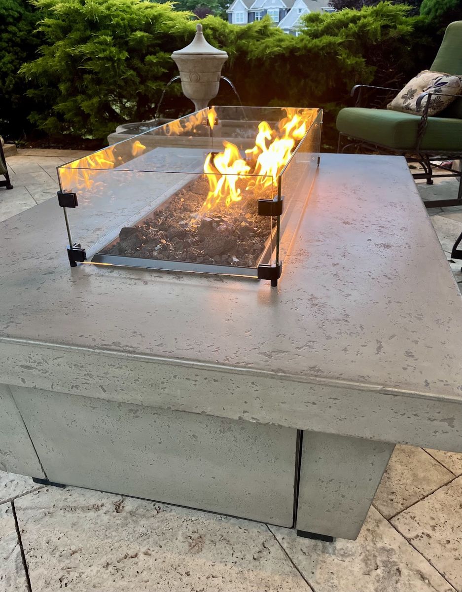 Concrete gas fire pit table