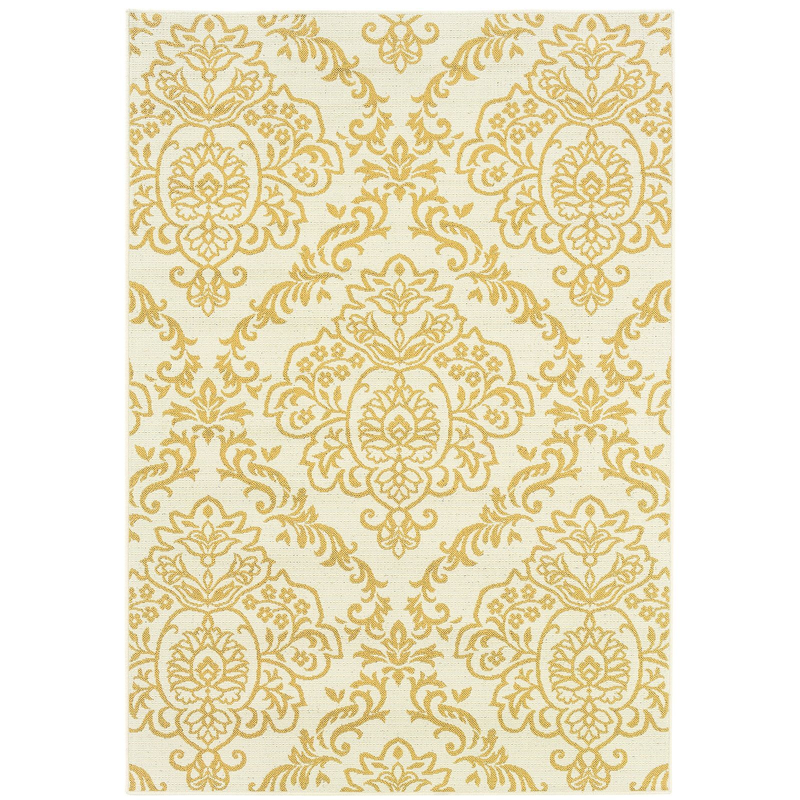 Bali Yellow Fleur De Lis Outdoor Rug (8424J)