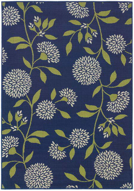 Caspian Blue/Green Flowers Outdoor Rug (8327L)