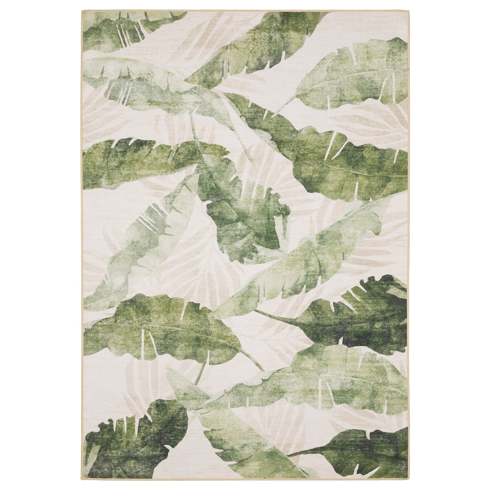 Fiji Watercolor Green Palm Fronds Outdoor Rug (FIJ02)