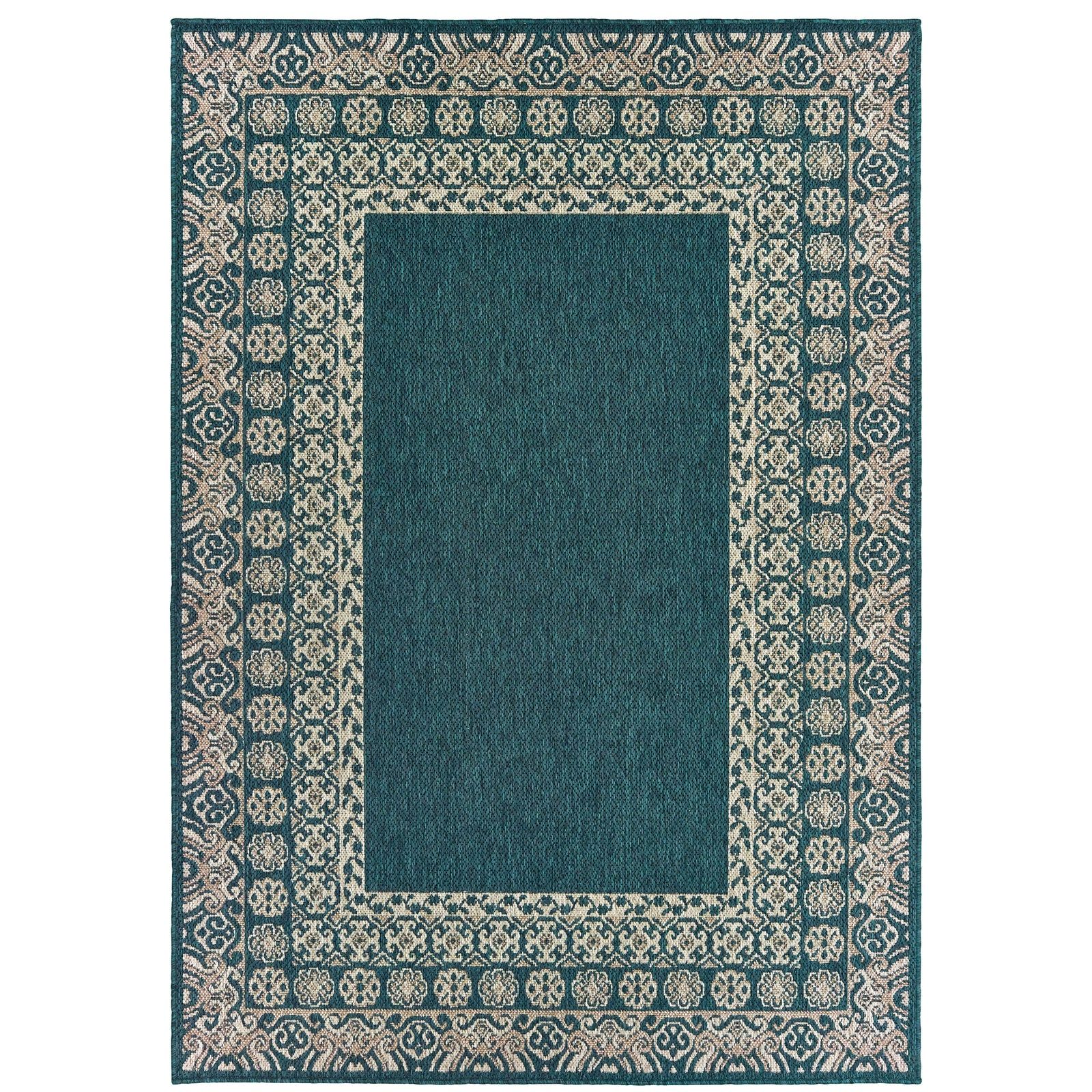 Latitude Blue with Border Outdoor Rug (1503B)