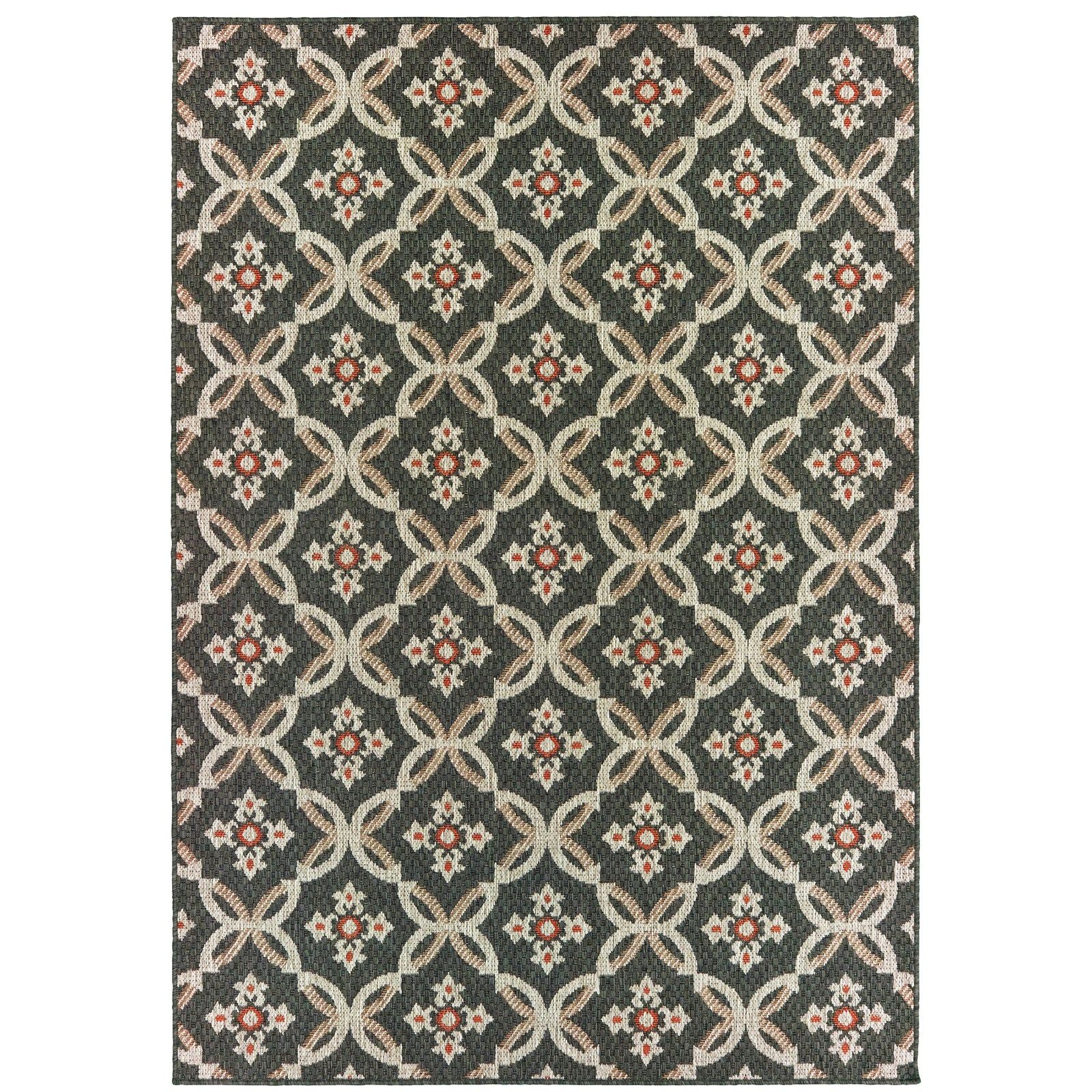 Latitude Gray/Tan/Orange Outdoor Rug (1904K)