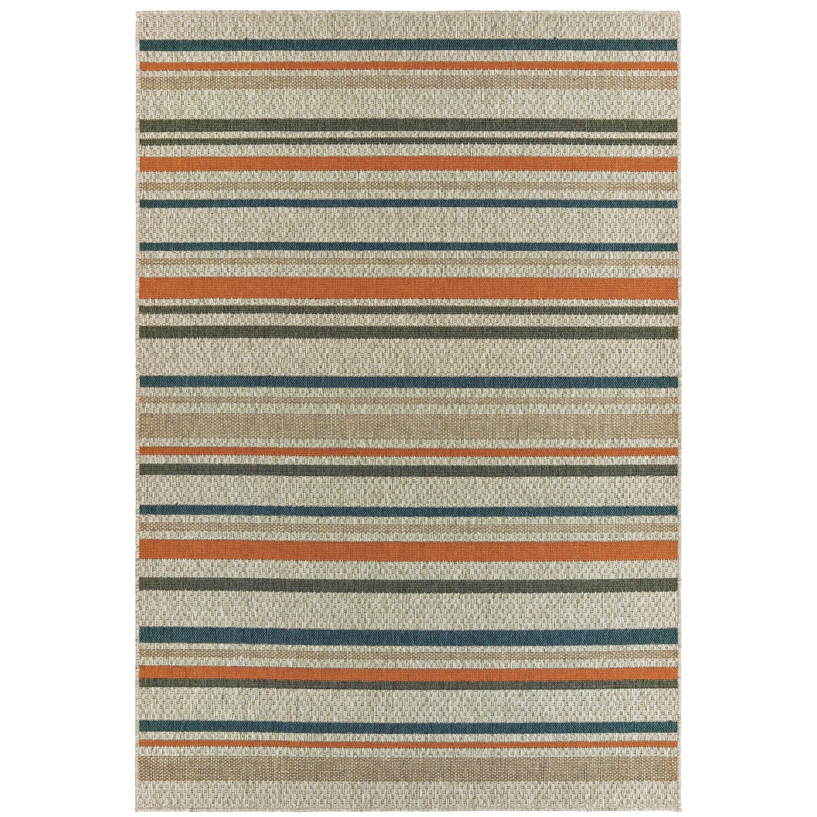 Latitude Tan/Orange Stripe Outdoor Rug (602W)