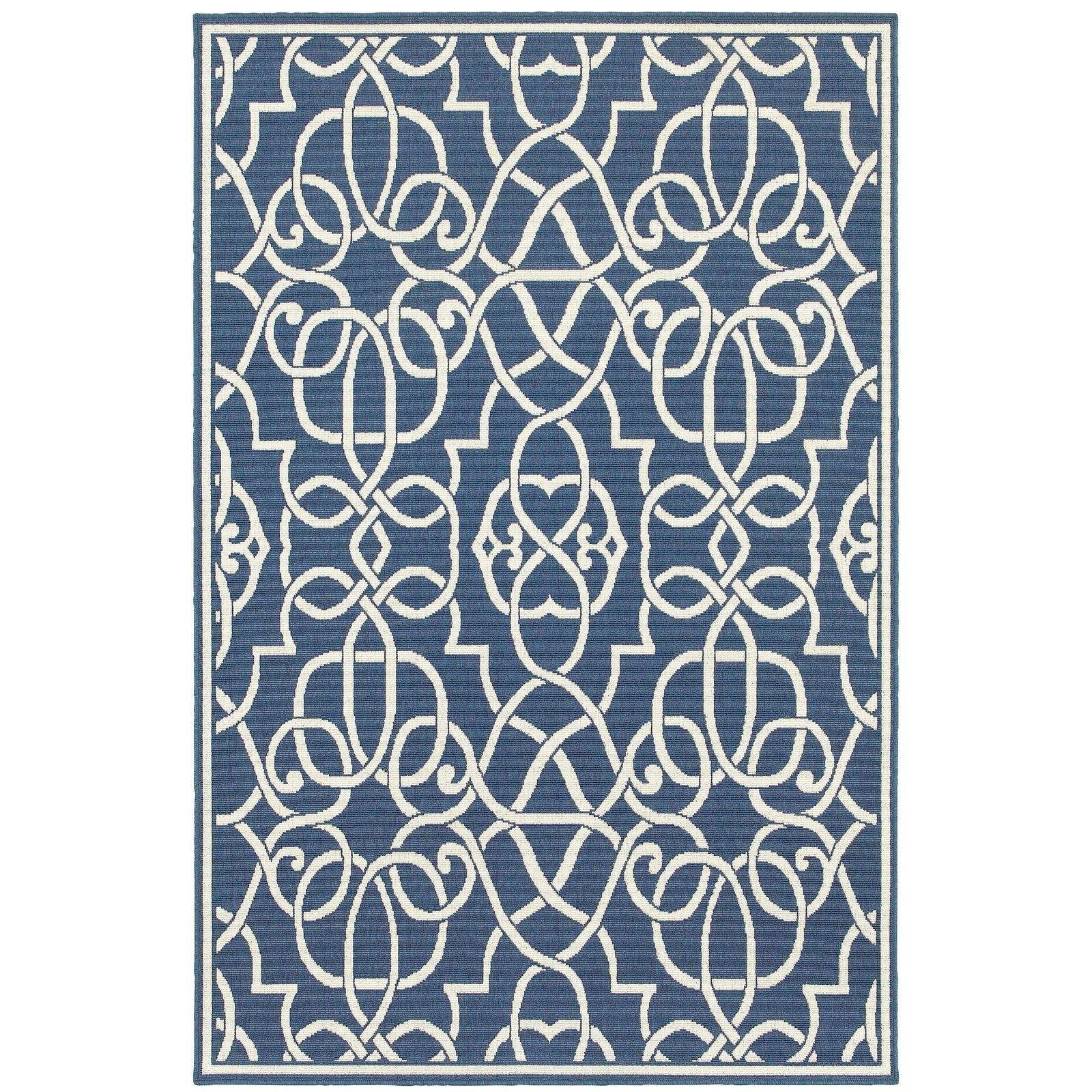 Meridian Navy Scroll Outdoor Rug (2205B)